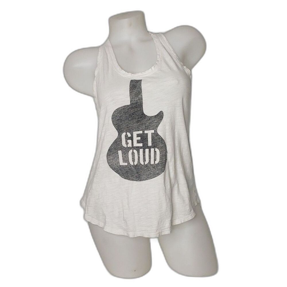 GAP Get Loud Guitar Graphic Print White Tank Top Size XS